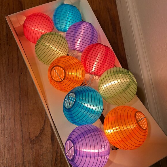 Pier 1 Imports Garden Party Lights – 2 sets of Multicolor Lantern String Lights - Picture 1 of 10